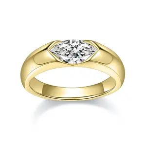 MINDDHA 14K Gold Plated Rings- Chunky Cubic Zirconia Simulated Diamond Stackable Eternity Bands/ Silver Gold Rings for Women- 4mm Band Size 4-12