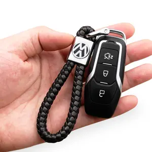 Volkswagen Braided Rope Keychain, Metal Key Chain Ring, Personalized Car Logo Key Holder Accessory, Creative Braided Metal Loop Key Charm, Stylish Keychain