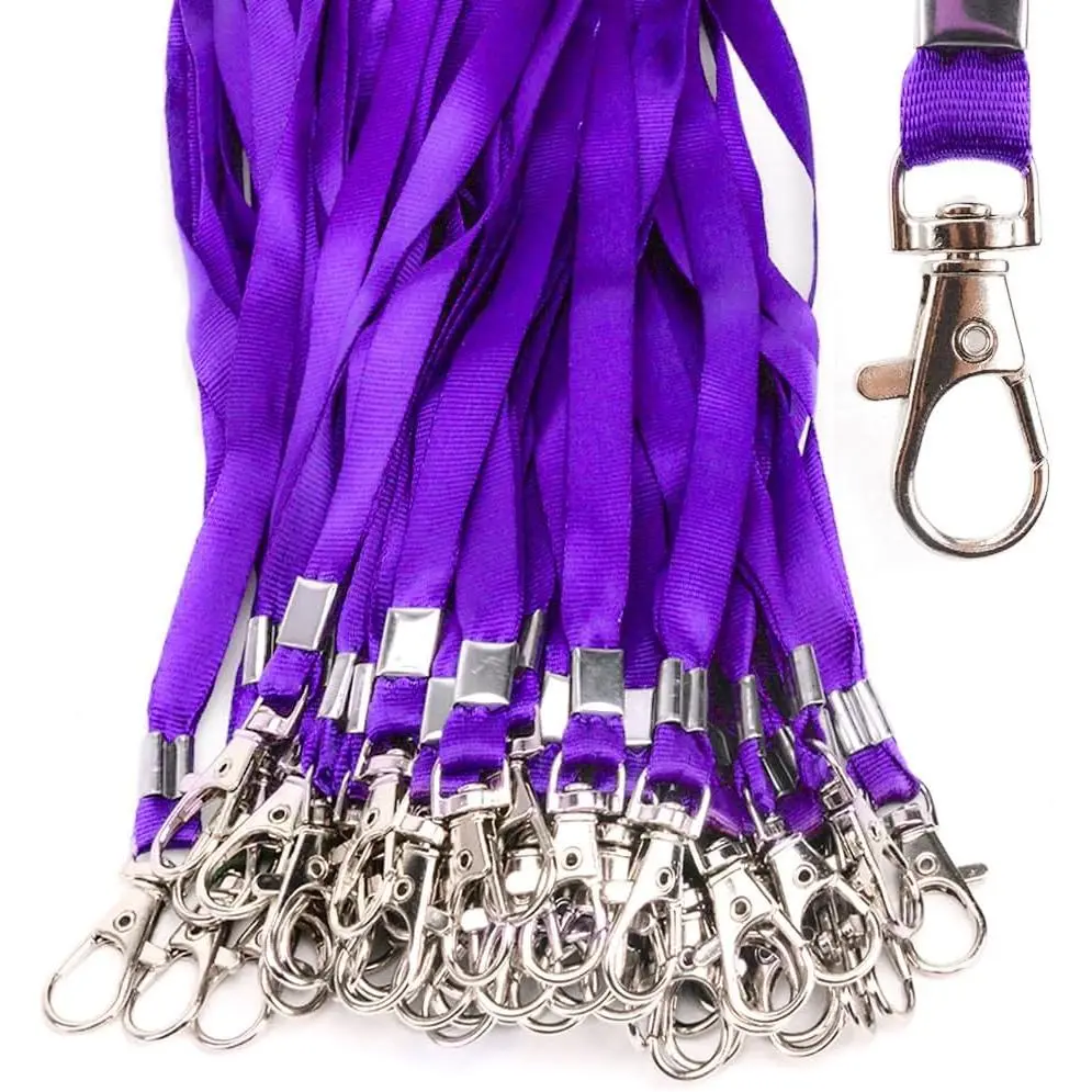 Lanyards 50 count Bulk Lanyard for Id Badges Flat  Lanyard with Badge Clip Swivel Hook (50, )