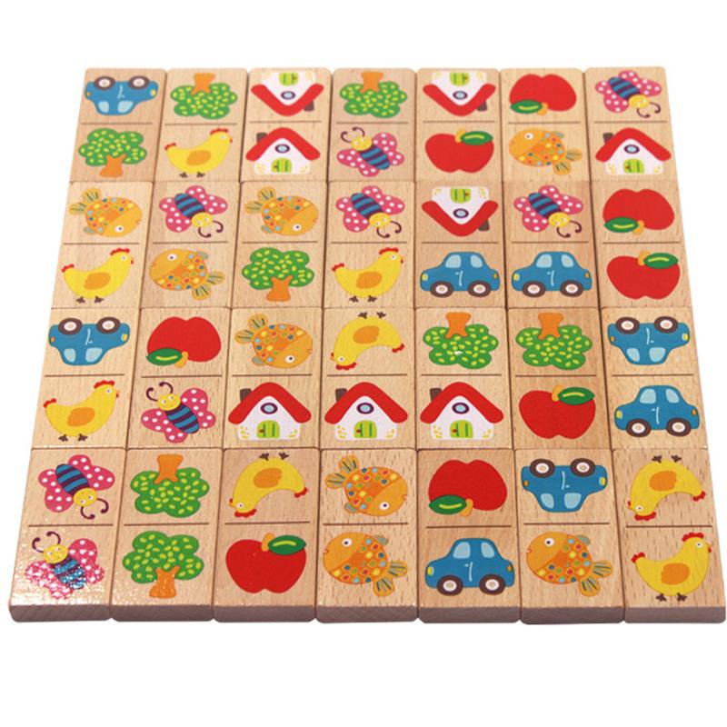 Hatwoo 100pcs Multicolor Wooden Dominoes Set - Educational Brain-Boosting Puzzle Toy for Concentration & Patience, Ideal for Logic Development