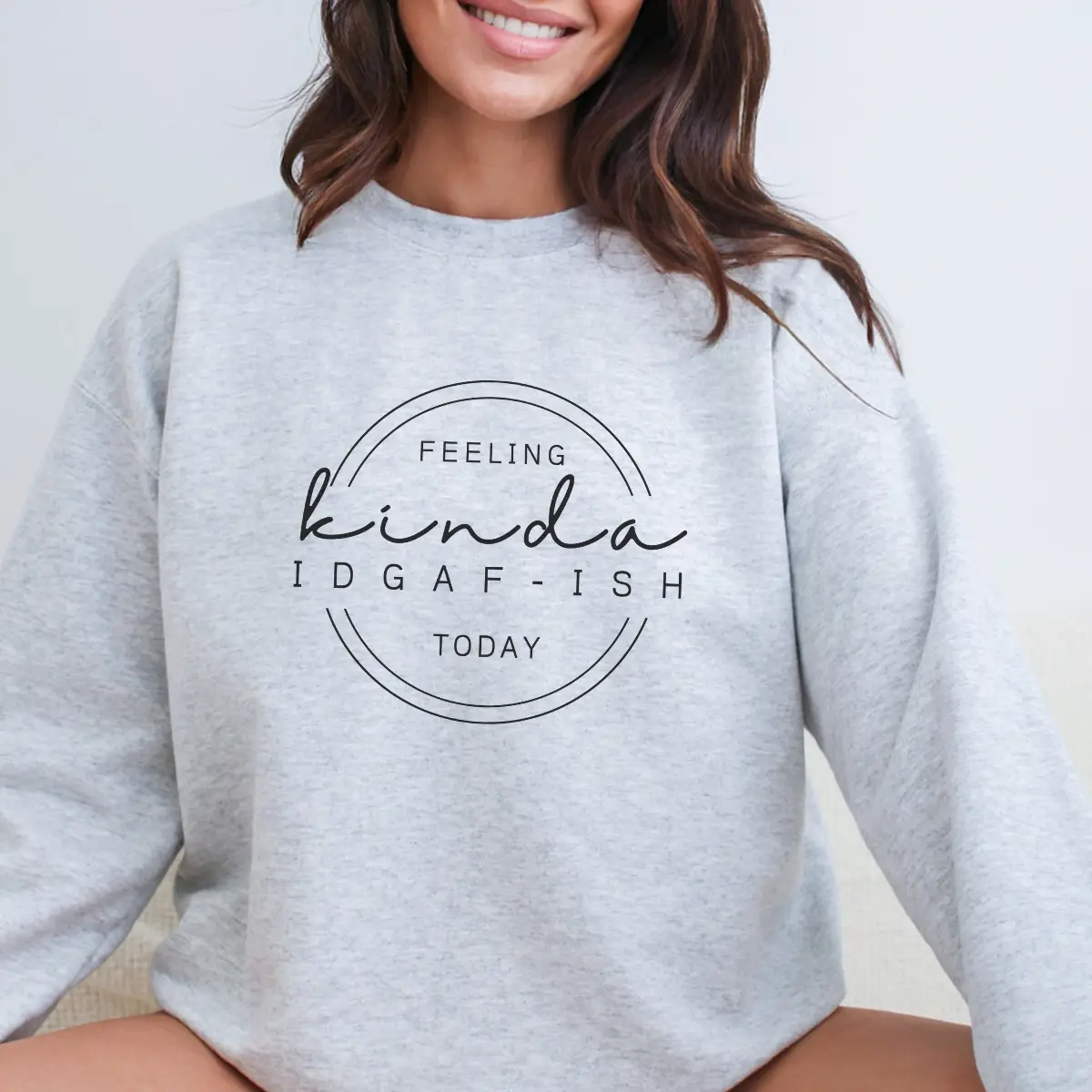 Imperial The Label – Feeling Kinda IDGAFish Printed Design – For Bold, Sarcastic, Unbothered Vibes – Unisex Oversized Crewneck Sweatshirt & Comfort Co