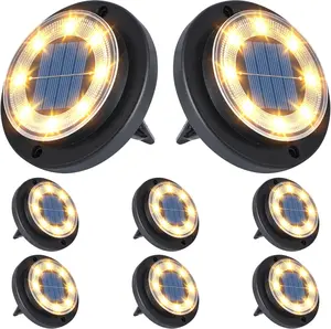 Solar Ground Lights - Solar  Lights Outdoor Solar Disk Light  Landscape Light for Patio Yard Pathway Walkway Driveway (Warm White, 8 Pack)