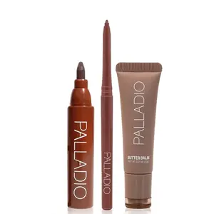 Palladio Juicy Lip Combo -  Butter Balm + Waterproof Lip Liner + Viral Lip Stain Marker | Long Lasting, Smudge-Proof Color | Hydrating Glossy Finish | Define, Stain & Shine | Clean Beauty