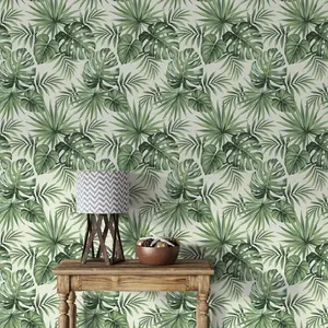 Green Leaf Tropical Wallpaper Peel and Stick