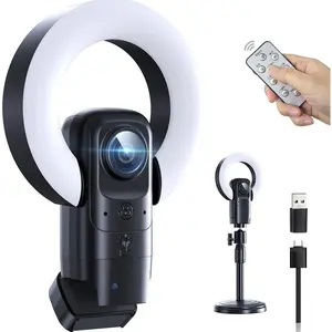 4K Webcam with Light, Web Camera with Microphone, Plug and Play, USB   Web Cam, 1080P Auto-Focus, 73?FOV PC Camera for Zoom Skype Teams, Desktop, Black