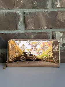 Pre-owned Louis Vuitton Canvas Small Leather Goods Zippy Wallet Monogram Mirror Coated Copper 72610