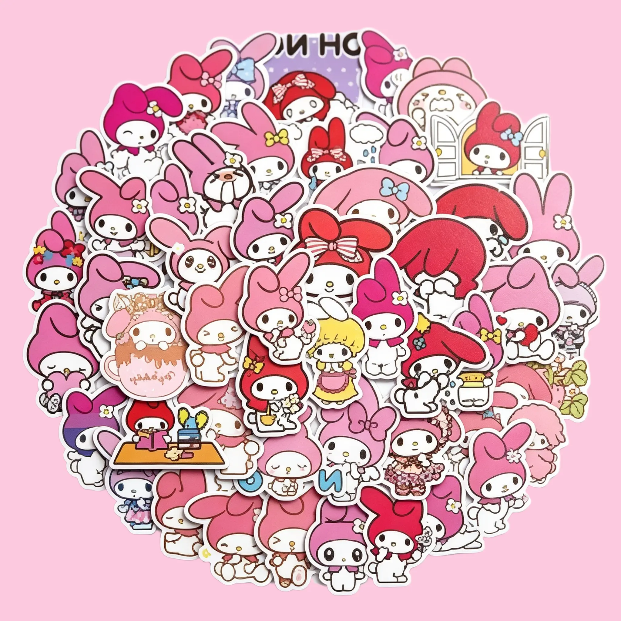 Sanrio My Melody Waterproof Stickers, 50-Pack Kawaii Decor for Girls, DIY Scrapbooking Stamping Gift
