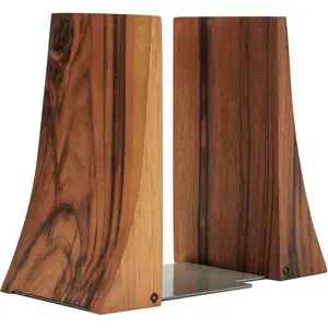 Walnut Wood Bookends for Heavy Books, Heavy Duty Book Ends for Shelves, Decorative Bookends for Home Library, Wooden Bookend for Shelf Bookshelf Accessories
