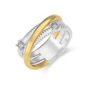 Aprilery Minimalist Dual-Tone Chain Ring – Dainty Jewelry with Cubic Zirconia Accents