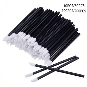 50/100/200pcs Disposable hollow-handled lip brush sets, portable lipstick and blush application tools, suitable for makeup applications, portable lipstick applicator, nylon bristles, fragrance-free, suitable for travel, Beauty