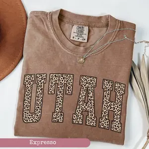 Comfort Colors Leopard Utah Shirt, Utah Sports Fan Gift, Utah State, University Student Gift, College Shirt