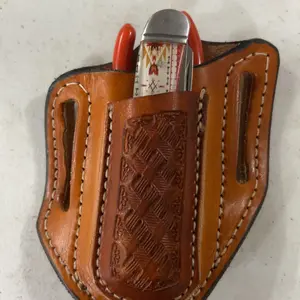 Hand Tooled Trapper & 4-5 inch knipex cobra Leather pouch sheath