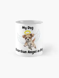 Ceramic Mug with Adorable Puppy Design - My Dog Is My Guardian Angel in Disguise - 11oz Unique Gift Idea Drinkware