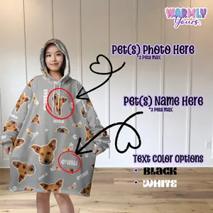 Pawfectly Yours Holiday Edition Custom Pet Christmas Oversized Sherpa Wearable Hoodie fluffy Blankets Personalized Hoodie Sweatshirt for Women Men Teens & Kids Pet Lover Gift Dog Lover Cat Lover Gift Cozy comfort all-season Loungewear wrap Birthday Gift