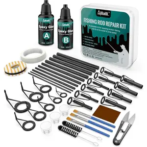 3-in-1 Complete Fishing Rod Repair Kit for Rod Tips, Fishing Rod & Guide Eyelets Replacement, with Epoxy Glue, Wrapping Thread and Other Fishing Accessories & Gear