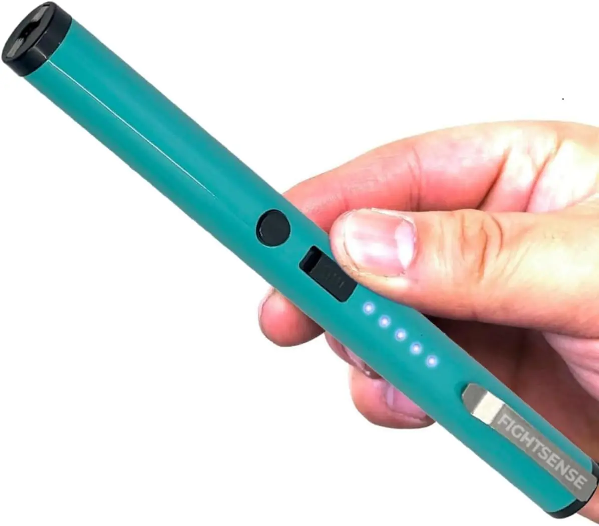 FIGHTSENSE Compact Rechargeable LED Pen Flashlight - Teal Handheld Bright Torch, Home Improvement & Camping Portable Lighting Tool