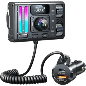 5.3  Adapter with Air Vent Installation & DSP Noise Cancellation, QC3.0 & Type-C PD  Charger  FM Radio Transmitter Supports Bass & Treble Boost