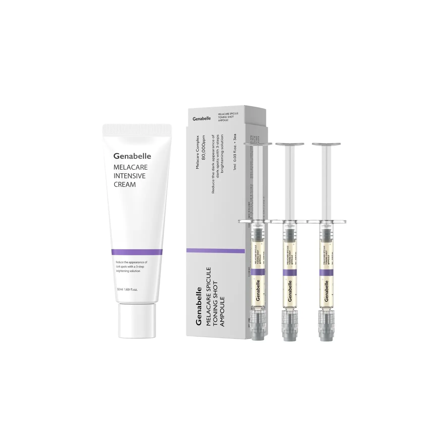 Genabelle Tone Turn Around Set - Melacare Intensive Cream 50ml & Melacare Spicule Toning Shot Ampoule 1ml *3, Underarm and Elbow Care, Hydrating, Summer body Ready