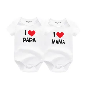 2 Pcs/Lot Four Seasons I love Papa Mama Newborn Boy Girl Bodysuits Soft 100%Cotton Baby onesies Twin Clothes