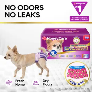 HoneyCare Petrichor Female Dog Diaper, Camellia Fragrance, Emits Fresh Scent While Absorbing Urine, Thin & Breathable, 2 Fashion Designs in 1 Package, 4 in 1, SummerVibes petlovers tiktokshopspringglowup