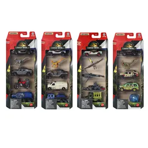 Jurassic World Matchbox Dinosaur Vehicle Collection, Die-Cast Cars and Figures 5 Packs, Bundle of 4, 20 Vehicles, JGL60-956B