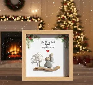 Personalized Christmas Gift for Mom Dad | Parent Lifting Child Pebble Art Frame | "You Lift My Heart" Custom Family Keepsake Keepsake