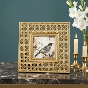 European Style Hollow Out Square Photo Frame, Hand-Painted Home Decor, American Desk Decoration, Family Photo Display