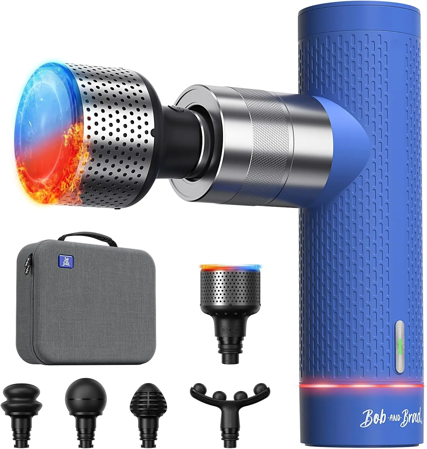 BOB AND BRAD A7 Pro Massage Gun with Heat and Cold Therapy, Deep Tissue Percussion Massager for Low Back & Shoulder Pain Relief, 11mm Amplitude, 5 Speeds, 5 Heads, Portable with Case, Low Back Pain Relief, Foot Pain Relief, And Heat Massage Devices
