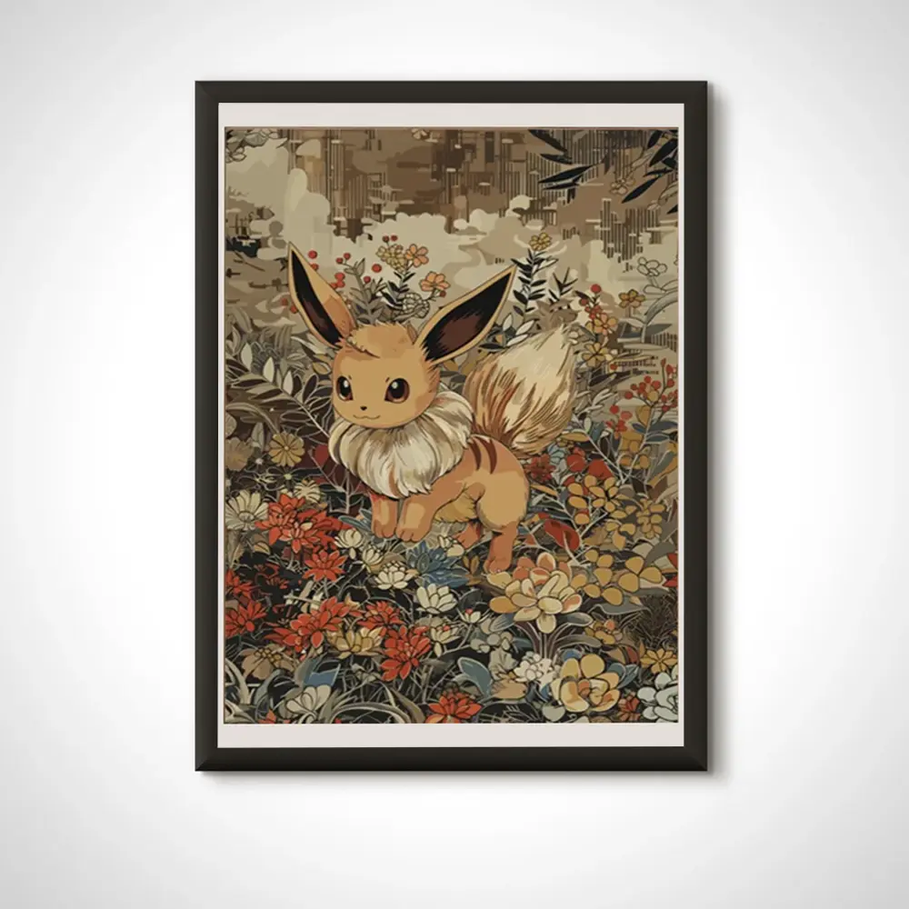 Eevee Japanese Art Poster - Elegant Pokémon Tapestry for Anime & Game Fans, Unframe Poster/Canvas 1.5 in Frame