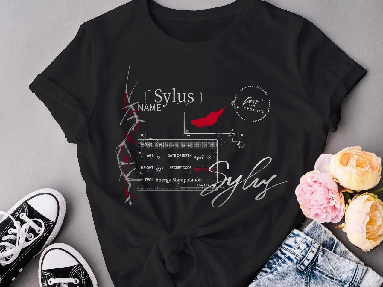 Sylus Love and Deepspace Inspired Subtle Graphic Text Minimalistic Signature Quote Streetwear Tee