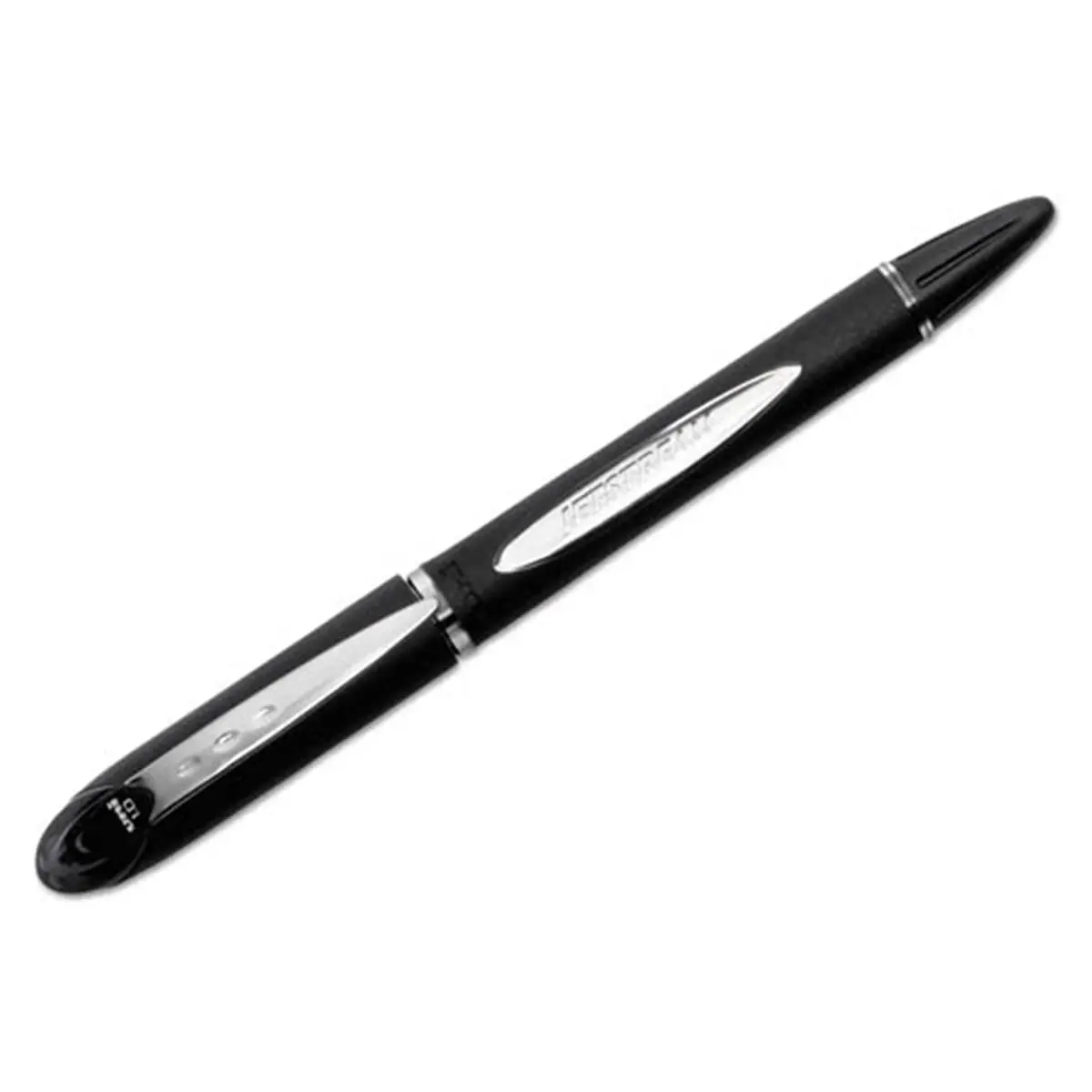 Uni-Ball Jetstream 1.0mm Black Gel Rollerball Pens - Black Ink Pens, Quick-Dry Ink, Clean Writing, Embossed Grip, Stainless Steel Accents, Water/Fading/Fraud Protection, Office Stationery Supplies, Office Use