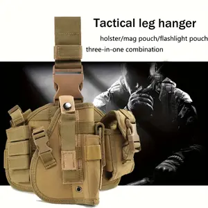 G17/19/26/34 1911 Quick-Draw Holster/Leg Holster/Flashlight Holster (3-in-1 Combination), Right-Hand Detachable Leg Platform Molle Panel, Suitable for Team Competition Games, Oxford Cloth