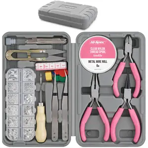 Hi-Spec 17pc Jewelry Making Tool Kit & 600pc Findings Accessories Box Set. Pliers & Wires for Handmade Bracelets, Necklaces, Earrings and Charms Arts & Crafts