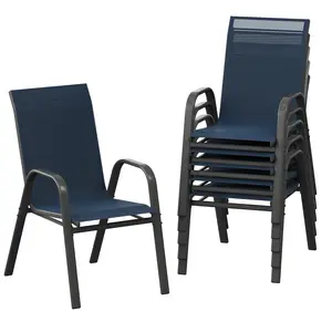 Patio Chairs, Outdoor Dining Chairs with Textilene Fabric, All-Weather Stackable Chairs with High Back Outdoor Chair Sets with Armrests, 140 Kg Capacityfor Backyard, Pool Deck, Garden