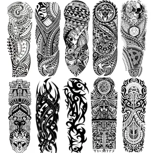 Totem Temporary Sleeve Tattoo for Men and Women Full Arm Fake Tribal Totem Tattoos for Adults Waterproof Realistic Sleeve Tattoos,10-Sheet