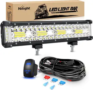 Nilight 12in Triple Row 270W LED Light Bar, Side Shooter Spot-Flood Combo Work Light with 5-Pin Rocker Switch Wiring Harness Kit, Aluminum Alloy Body, Mounting Bracket, Off-Road Accessories for Trucks/SUVs