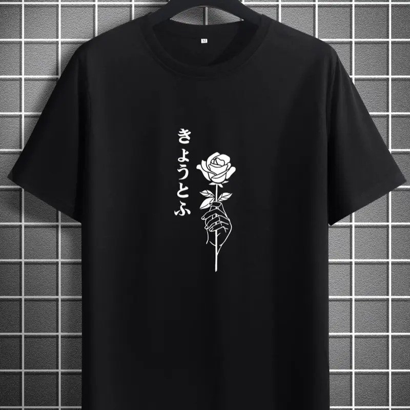 Men's Regular Fit Floral Print Round Neck Tee, Casual Short Sleeve Crew Neck T-Shirt, Casual Summer Top for Men, Casual Street Fashion Wear, Casual Streetwear Looks, Casual Summer Style