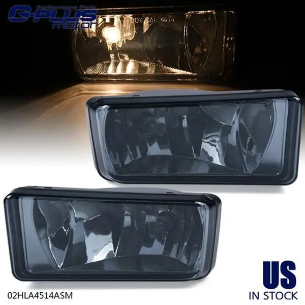 G-PLUS Fog Lights for 2007-2013 Chevy Silverado Tahoe Avalanche Suburban Smoke Lens Fog Lights OE Style Clear Lens Halogen Fog Light Assembly