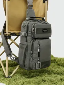 Multi-pocket Zipper Chest Bag, Lightweight Durable Design Multi-functional Chest Bag Casual Solid Color Sling Bag Large Capacity Men's Bag/Waist Bag for Outdoor Adventure