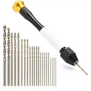 Pin Vise Hand Drill Manual with 22 count  Drill Bits Set(0.6mm-2.5mm)Professional Rotary Craft Mini Drills for  Making Supplies   Plastic Miniature