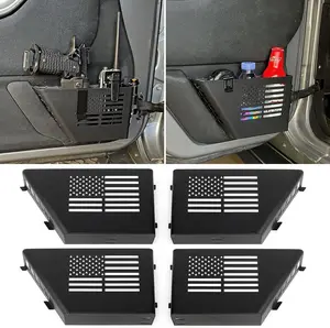 4 Pack Metal Front and Rear Door Storage Box with USA Flag Style, Door Side Insert Organizer Box Pockets Fits for 2011+ Jeep Wrangler JK JKU 4 Door , Interior Storage Expansion Accessories