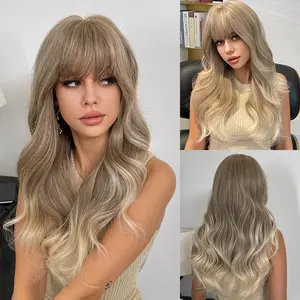 Fantasy Frost: Synthetic Long Curly White Blonde Wig with Bangs - HAIRCUBE 24 Inches, Women's Daily, Cosplay, or Party Photo-Ready Hairpiece