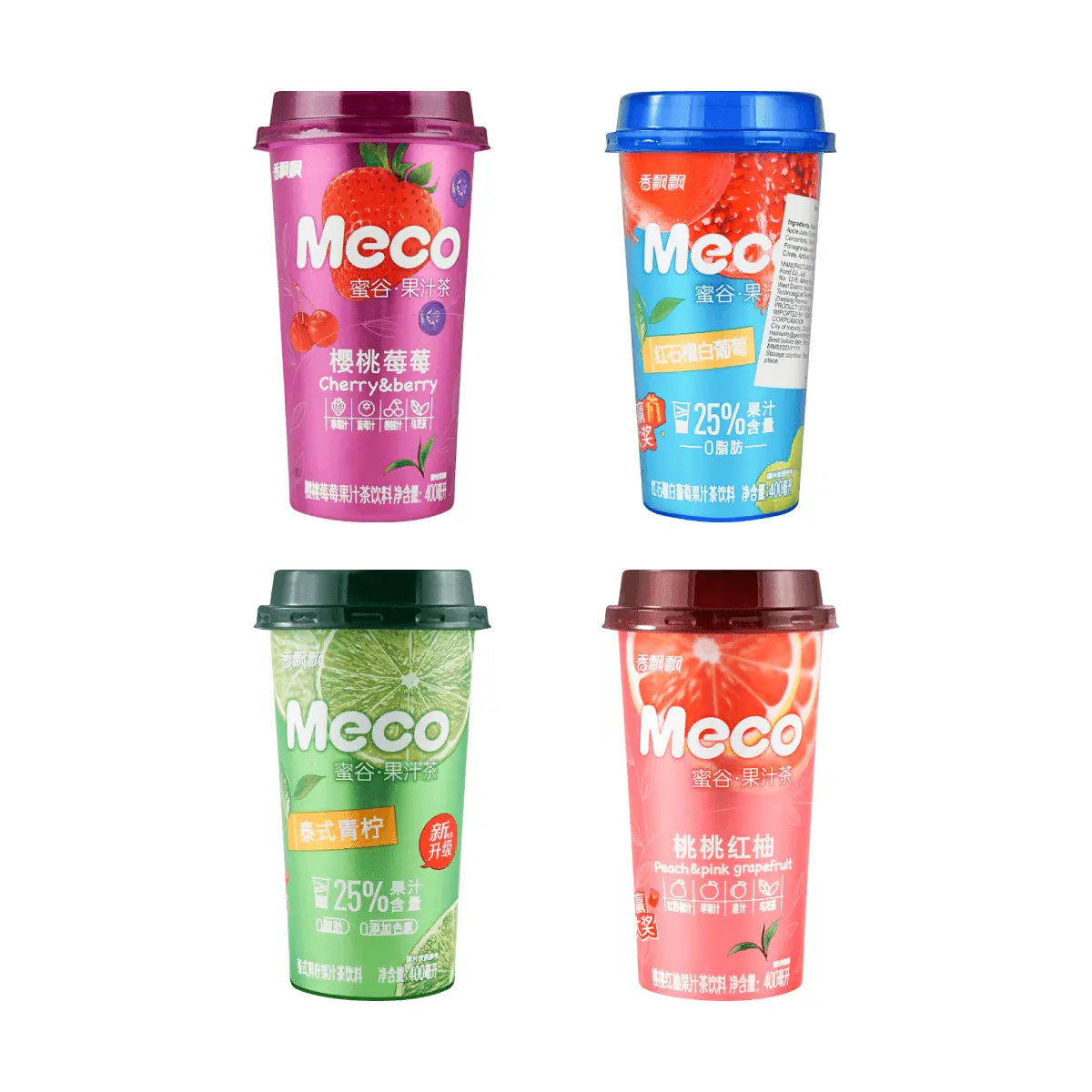 MECO Xiangpiaopiao Fruit Tea Variety Pack - 4 Flavors,, Delicious Juice Tea Gift Set for Refreshment