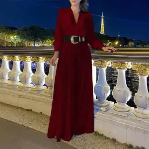Women's Jumpsuit Fashion V-Neck Long Sleeved Shirt with Elegant Temperament and Sequin Wide Leg Pants for Spring/summer Vneck Wideleg jumpsuit Top Womenswear