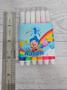12 Set de 6 Mini Marcadores de Plim plim con empaque personalizado
