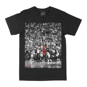 pluok seap Michael Jordan Signature Moment Graphic Tee Classic Crew-Neck Short-Sleeve Jet Black Premium Cotton Blend Unisex Casual Regular Fit Men's Basketball Shirt