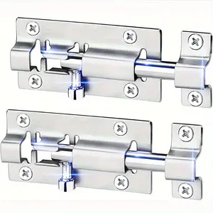 1pc Barrel Bolt Latch, Thickened, Stainless Steel, Door Slide Lock, Brushed Finish, Door Security Lock