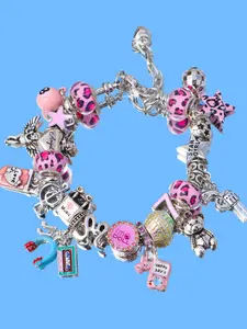 Leopard Print Bear Phone Charm Bracelet, Fashion Star Pattern Bracelet, DIY Disco Ball Earphone Bracelet, Cute Angel Bracelet