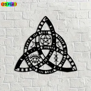1pc Mystical Triquetra Metal Wall Art, Enigmatic Triquetra Statue Mural, Ideal Gift for Halloween, New Year, Occult Decor Enthusiasts, Rust-Resistant Metal Wall Decor Wall Sculptures, Perfect for Outdoor Fence & Indoor Wall Gothic Enthusiasts