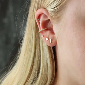 Star and Moon Stud Earrings